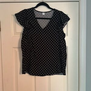 Black Polka Dot Old Navy Flutter Sleeve Blouse